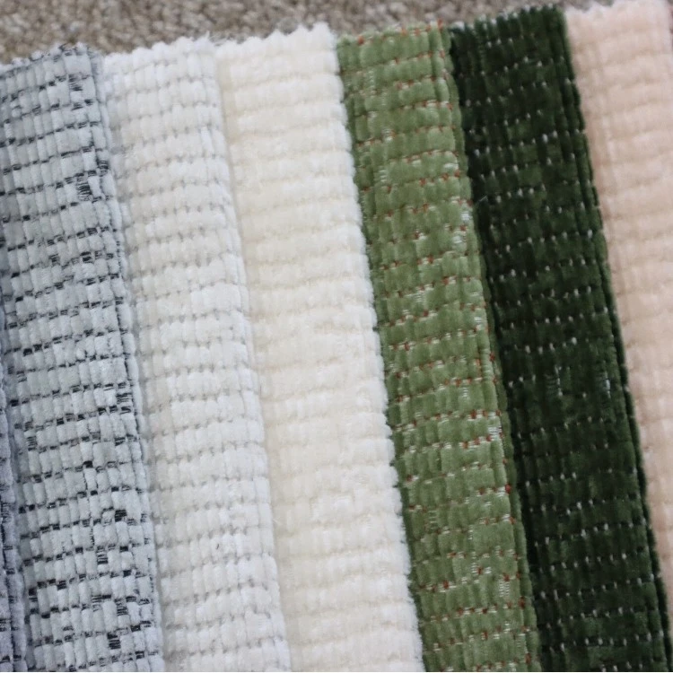 Fine Stripe Grid Chenille Upholstery Fabric Pet Resistant For Sofa factory Fine Stripe Grid Chenille Upholstery Fabric Pet Resistant For Sofa factory